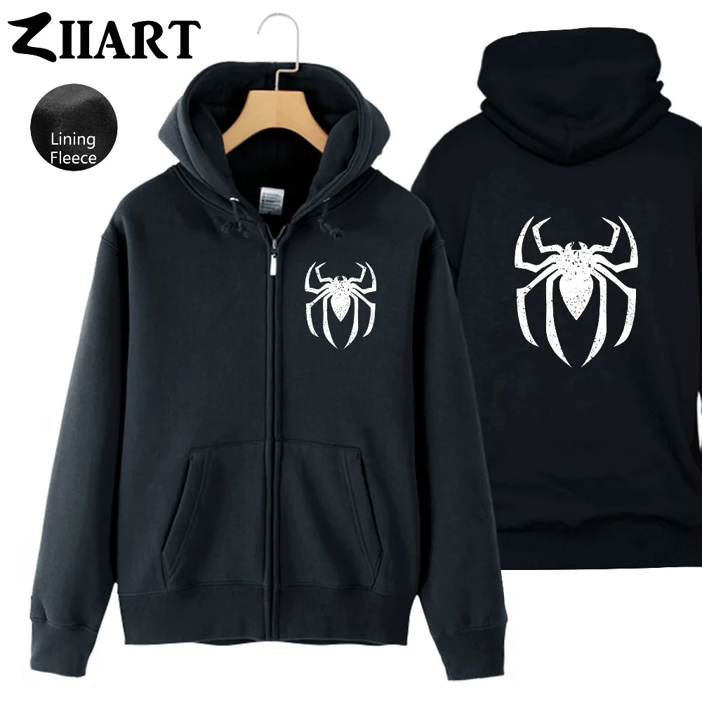 Женская флисовая куртка на молнии с капюшоном Venom-Logo крутая черная одежда