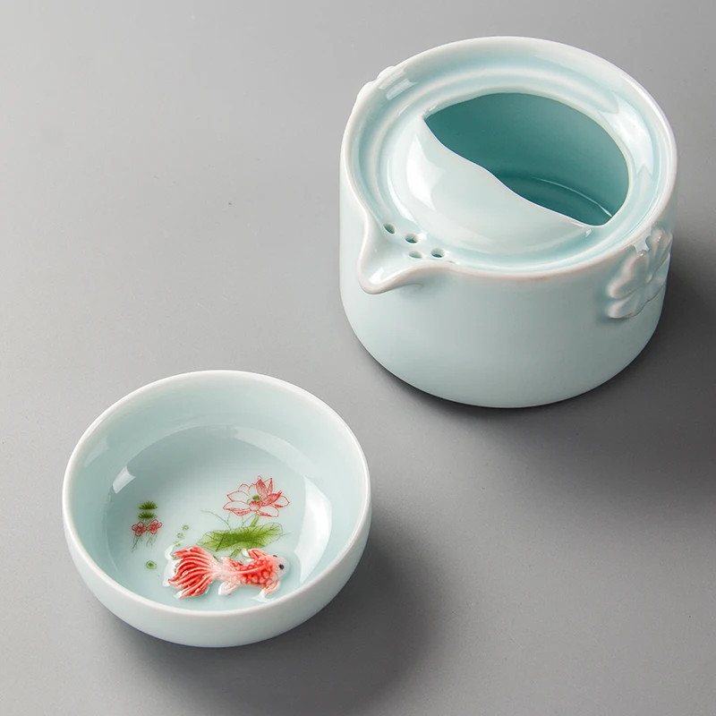 Дорожный чайник Celadon чайная чашка керамический для рыбы портативный дорожный
