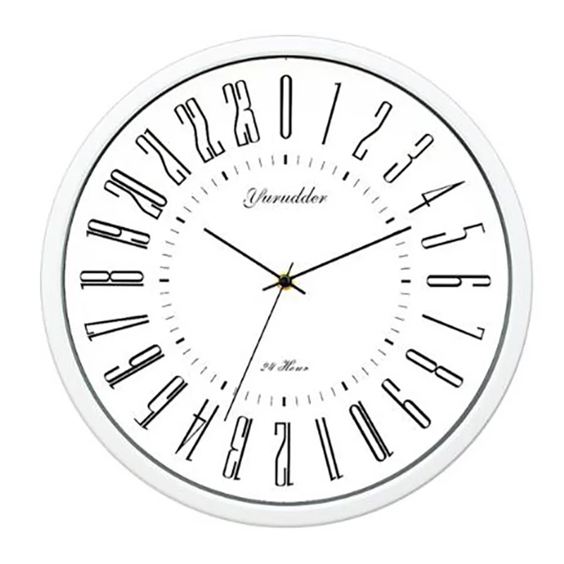 white Новейшая 24 часовой циферблат дизайн 12 дюймов металлический каркас современная мода декоративные круглые Настенные часы - Цвет: white