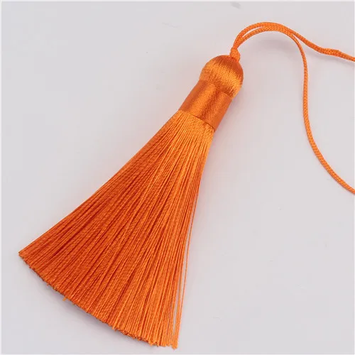 Orange Tassel Fringe 12 шт Ice шелк против морщин кисточки подвеска «сделай сам» Материал Цвет шнур пышные кисточки отделкой вечерние одежды шторы декоративные кисточкой - Цвет: Orange Tassel Fringe