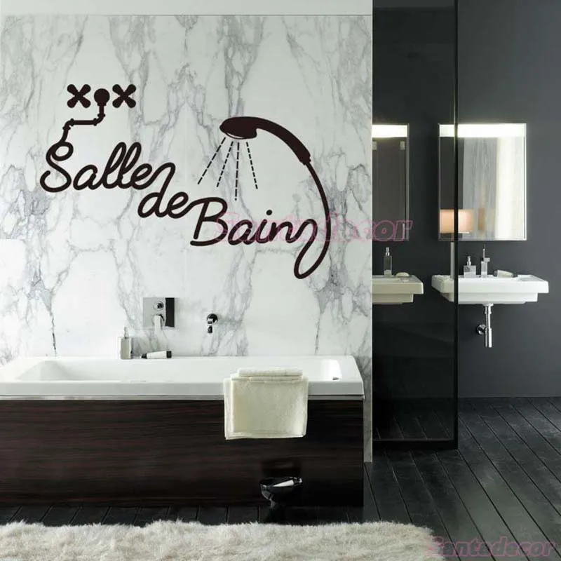 Французский Salle De Bain виниловые наклейки на стену Mural Наклейка в ванную домашний