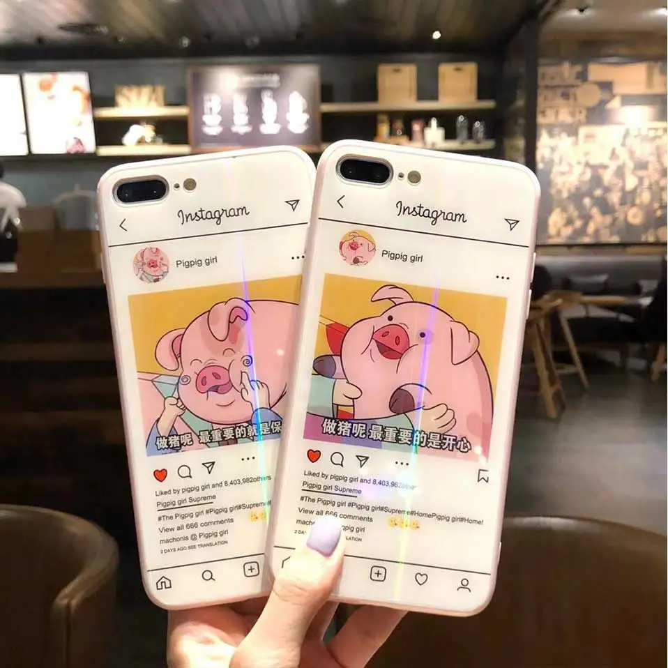 Чехол для iPhone 7 8 6 X 6s Капа мультфильм милый поросенок мобильного телефона основа