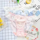 Милое милое женское нижнее белье молочного шелка с цветочной вышивкой, кружевные мягкие женские трусики с бантом и оборками, нижнее белье для женщин