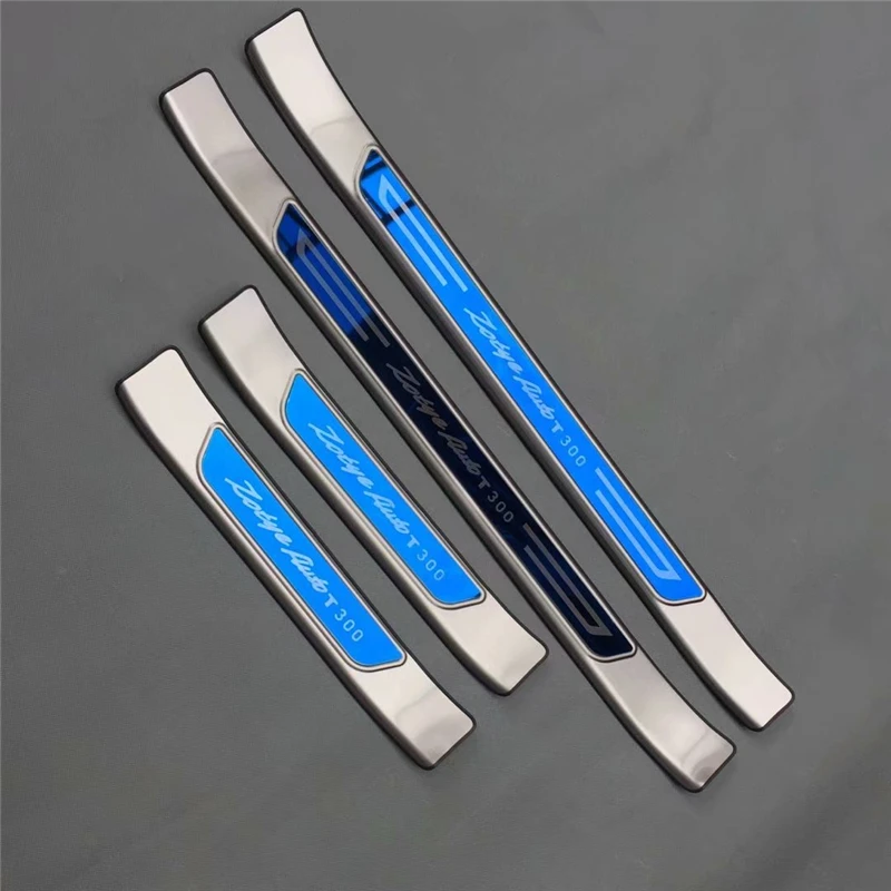 

4pcs/set Stainless steel exterior door sill strip fit for ZOTYE T300 Threshold trim welcome pedal Scuff plate guard cover