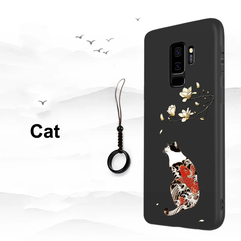 Cat Для samsung Galaxy S9 S8 Plus S7 S6 edge чехол 3D рельефная Матовая Мягкая задняя крышка чехол LICOERS Официальный чехол для Galaxy S9+ S8+ Fundas - Цвет: Cat