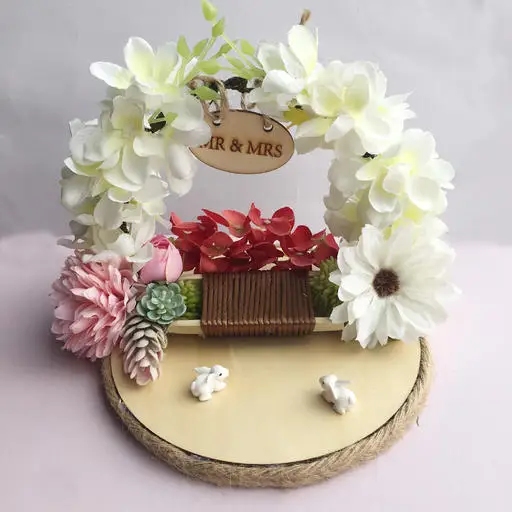 flower ring pillow B Персонализированные обручальные вечерние украшения под заказ деревянные деревенские цветы обручальные кольца шкатулка кольцо Подушка - Цвет: flower ring pillow B