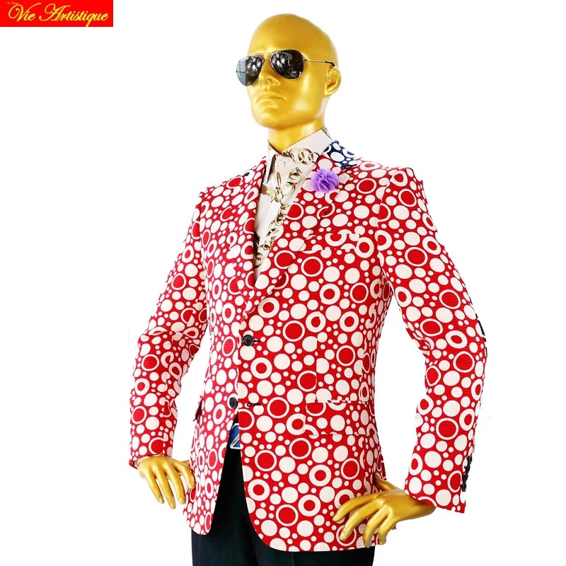 custom tailor made Men's bespoke suits business designer wedding bespoke 2 piece suit(Jacket+Pants) red polka dot cotton slim 19 custom made to measure men suit bespoke black tuxedo with red edge and red vest