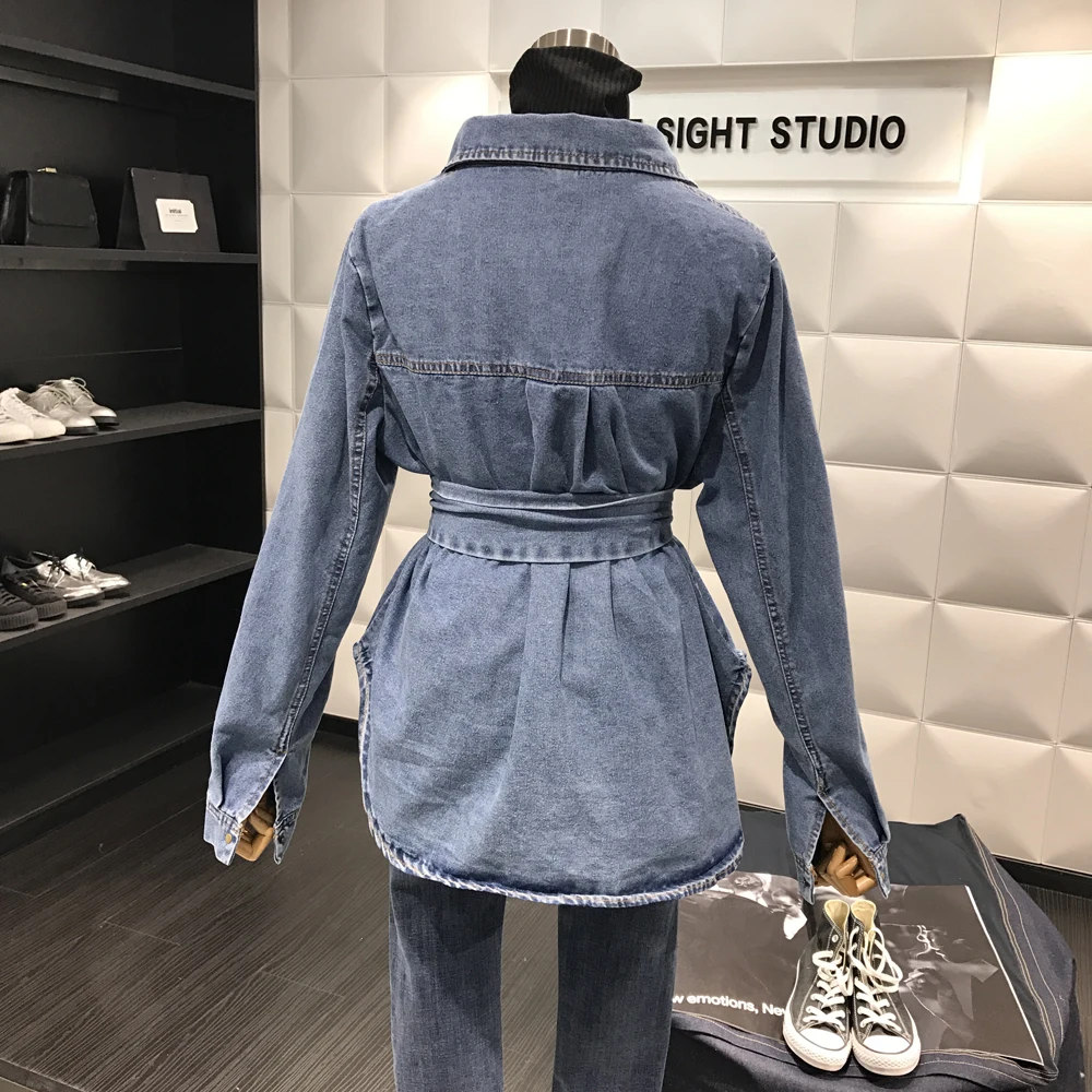 Женская рубашка с двойным карманом весенняя длинным рукавом и кольцом на