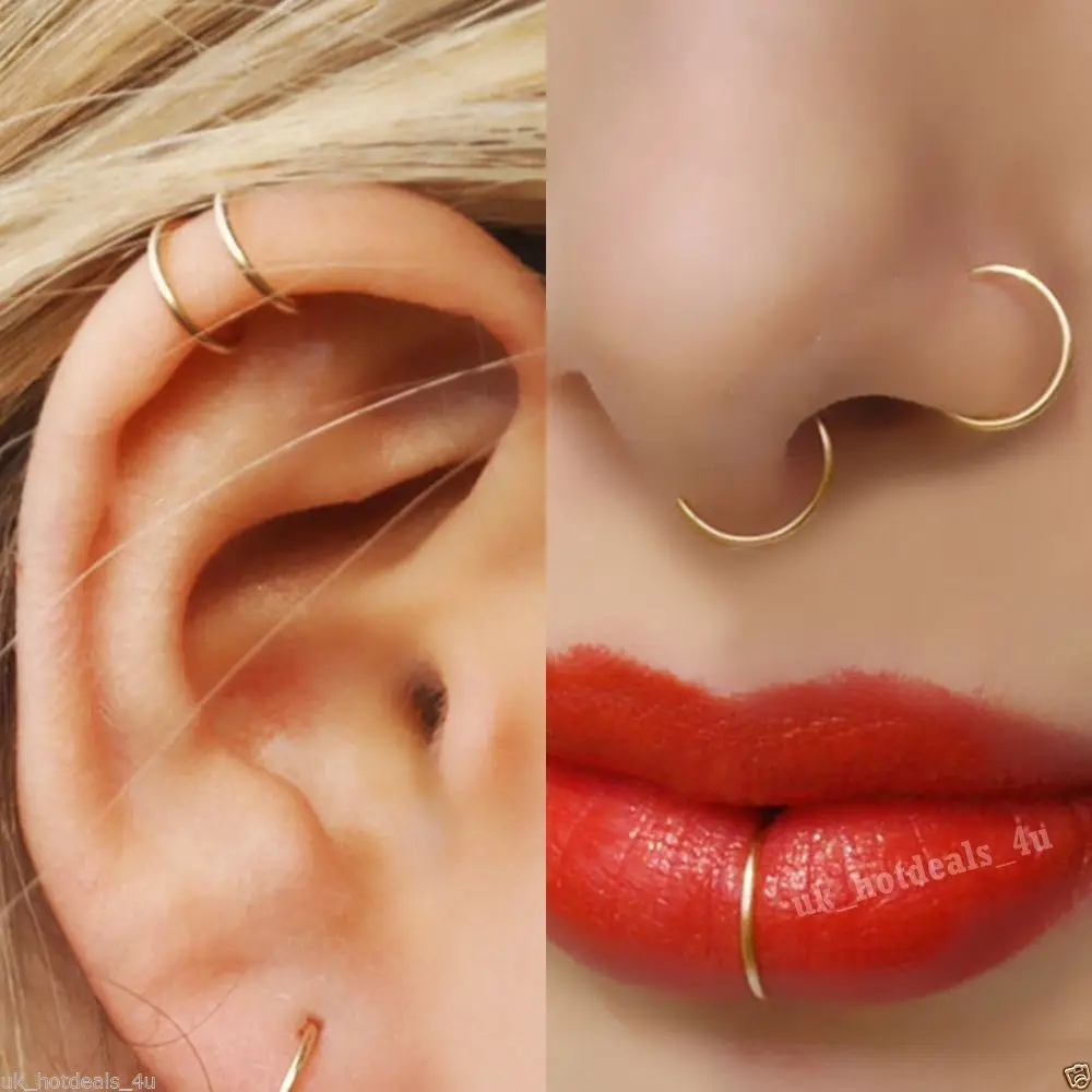 1 pcs New Arrival Surgical Steel 0.8mm Cartilage Piercing Stud Thin Small Nose Ring Hoop Fashion Jewelry | Украшения и аксессуары