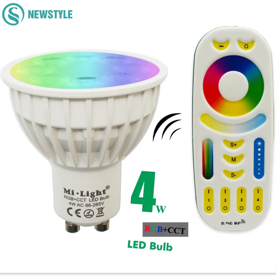 Светодиодная лампа с регулировкой 2 4 г беспроводная milight Light GU10 RGB + CCT Светодиодный
