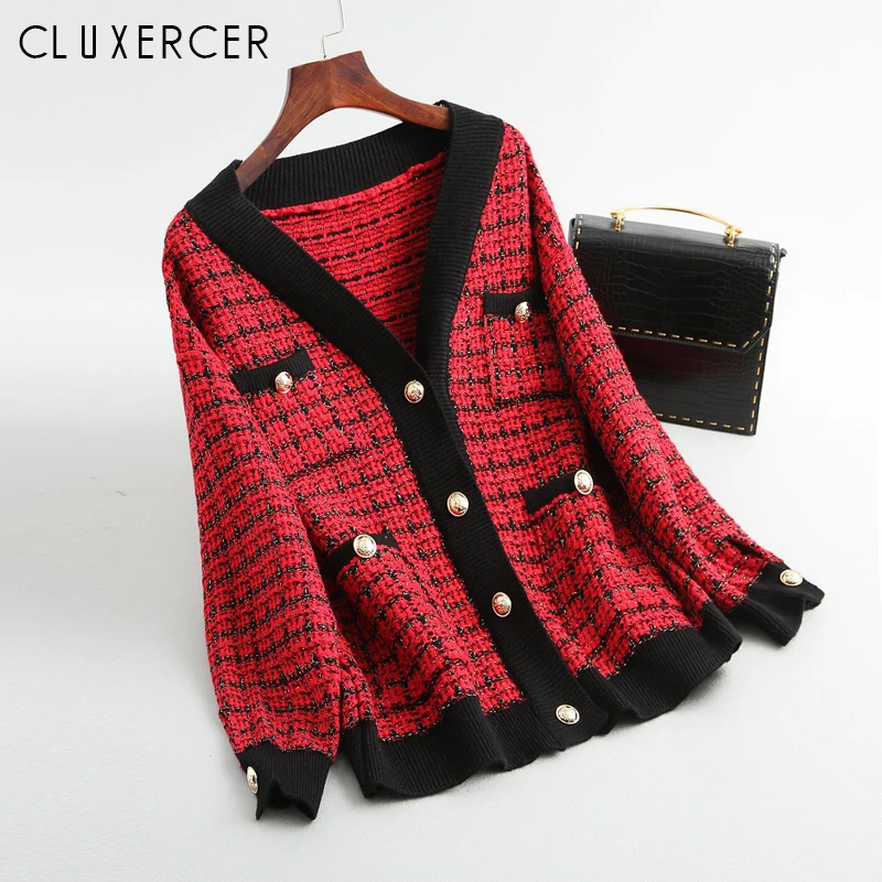 Женская твидовая куртка подиумный дизайнерский клетчатый однобортный жакет с