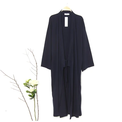 Navy blue Японское кимоно, мужской халат, кимоно, хлопок, весенние осенние халаты тонкие халаты, Мужская одежда для сна, длинное кимоно - Цвет: Navy blue