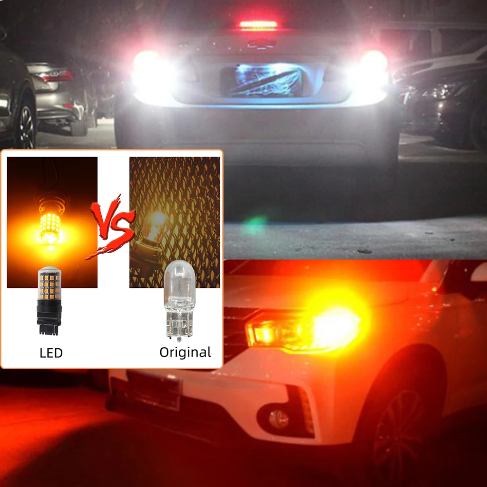 

2X DC12V CANBUS 3030 54 SMD 1156 BA15S 1157 3156 3157 7440 7443 NO ERROR Led Parking Driving Backup Turn Tail Light White Amber