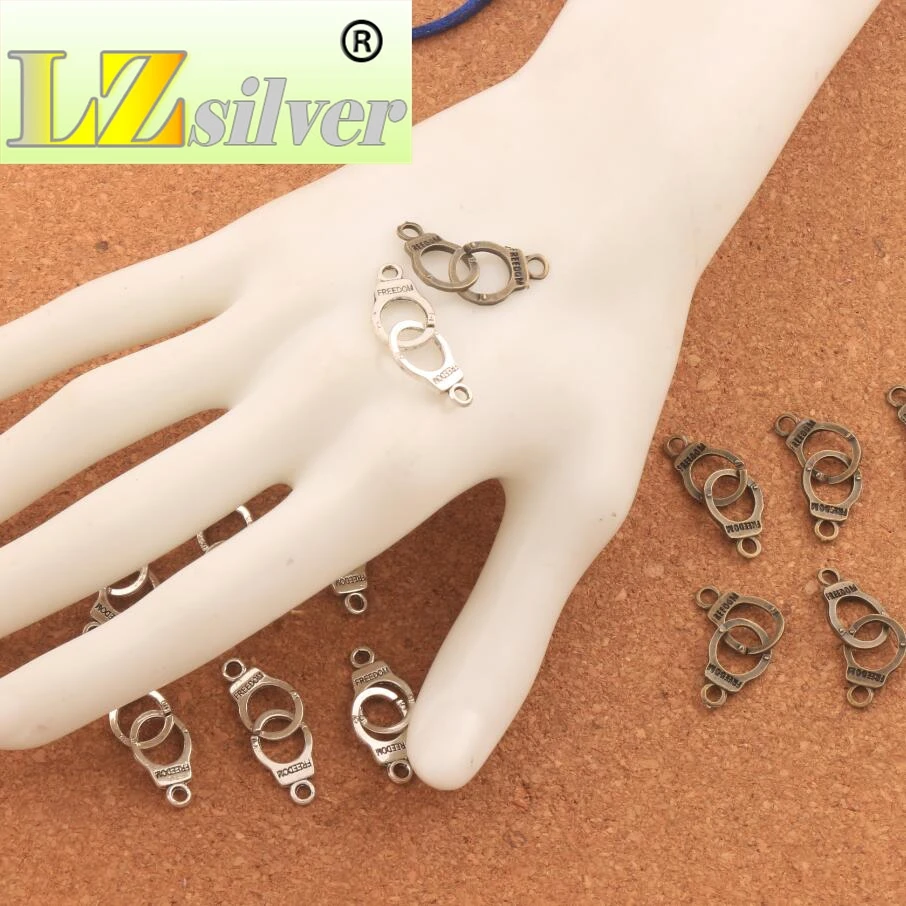 

Handcuffs Freedom Connector Spacer Charm Beads 200PCS zinc alloy Bronze Pendants Alloy Handmade Jewelry DIY L243 31.7x10.2mm