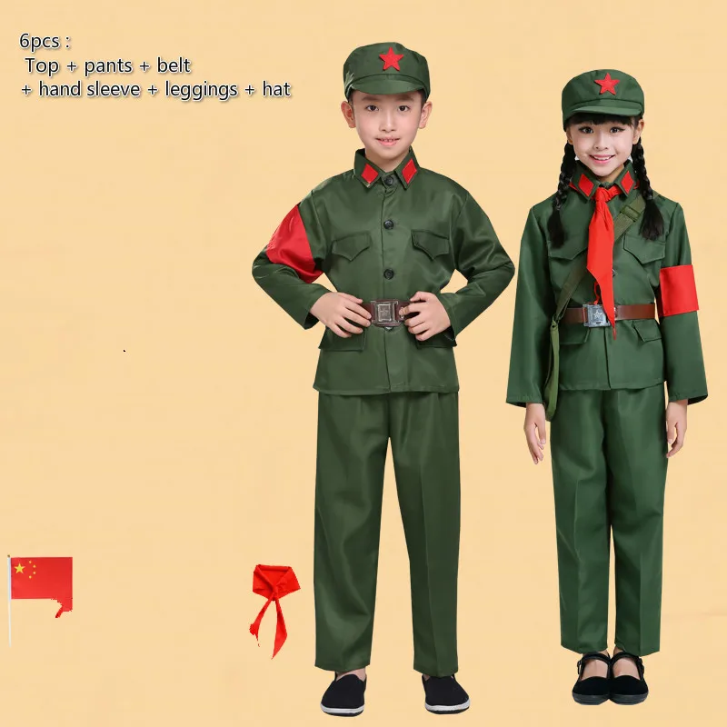 Army Green Детская восьмая маршрут армейская Одежда для взрослых Красная Армия сценические выступления для девочек Новая четвёртая армейская форма Одежда для хора Косплей - Цвет: Army Green