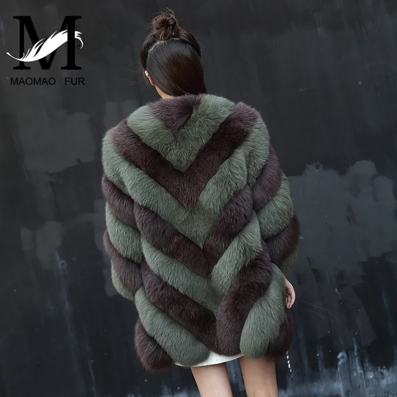 MaoMao Fur QC2302 Multicolor Fox Coat Winter Warm Fashion Style Real Natural Coats Ladies Big Jacket | Женская одежда