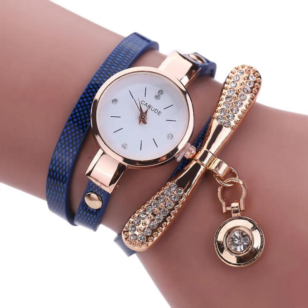 #5001 женские кожаные стразы Аналоговые кварцевые наручные часы reloj mujer Новое