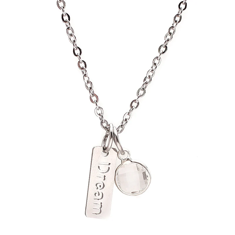 Hot Sell Birthstone Necklace Glass Stone Faith Dream Stainless Steel Encouraged Custom Necklaces Jewelry for Birthday Gift | Украшения и