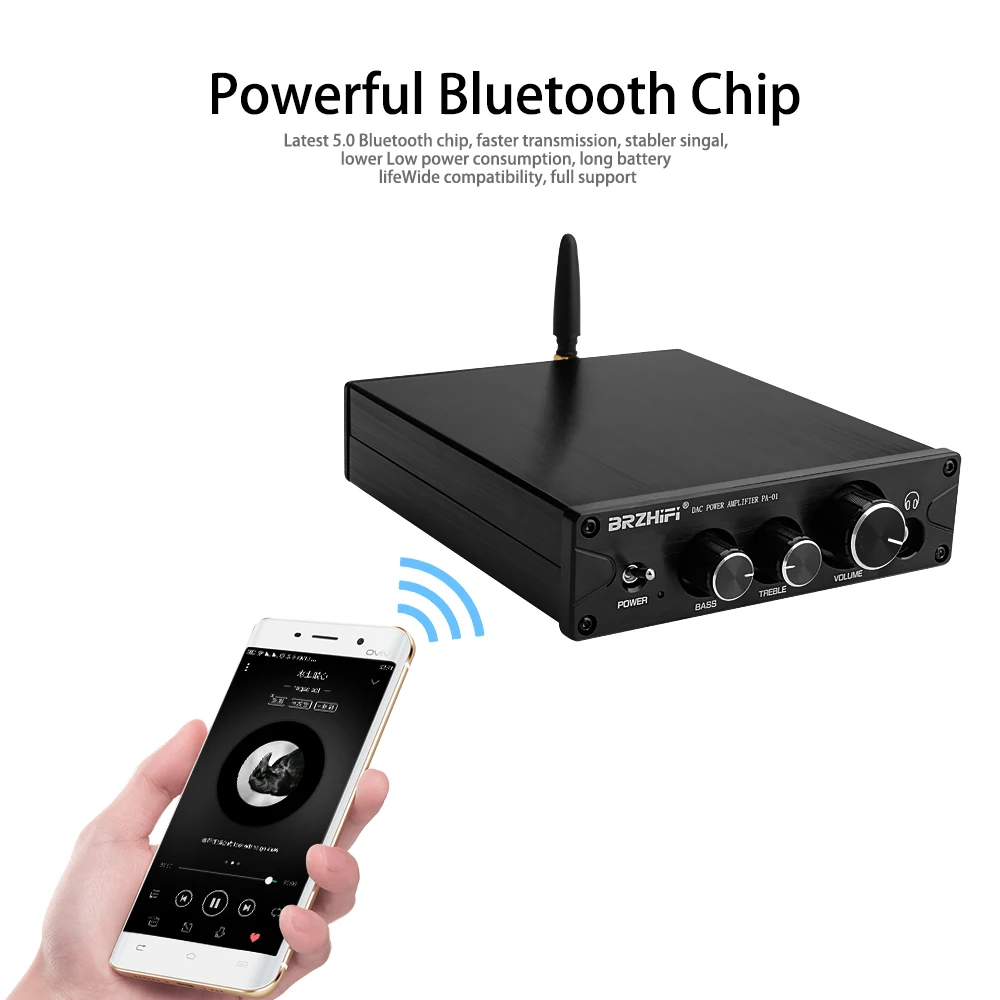 BRZHIFI HiFi TPA3116 Bluetooth 5,0 APTX ES9018K2M DAC стерео класса D 100 Вт* 2 усилитель мощности с усилителем для наушников для звукового театра
