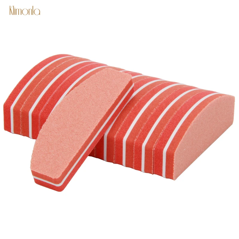 

20Pcs Professional Nail File 100/180 Grit Orange Two Sided Washable Sponge Nail Files Manicure Tool Half Moon Nail Design