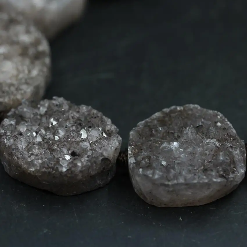 Дымчатые гранулы из натурального кварца Geode Drusy коричневые агат кристаллический