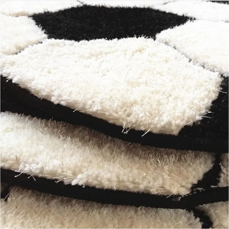 구매 Carpe 러그 거실 축구 카펫 키즈 룸 두꺼운 흑백 침실 서재 컴퓨터 의자 그라운드 매트 추가