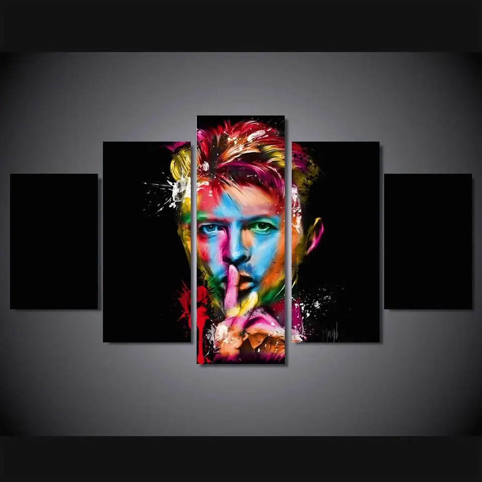 HD печатные модульные фотографии 5 Панель Холст Картина Давид Боуи певец Songwriter