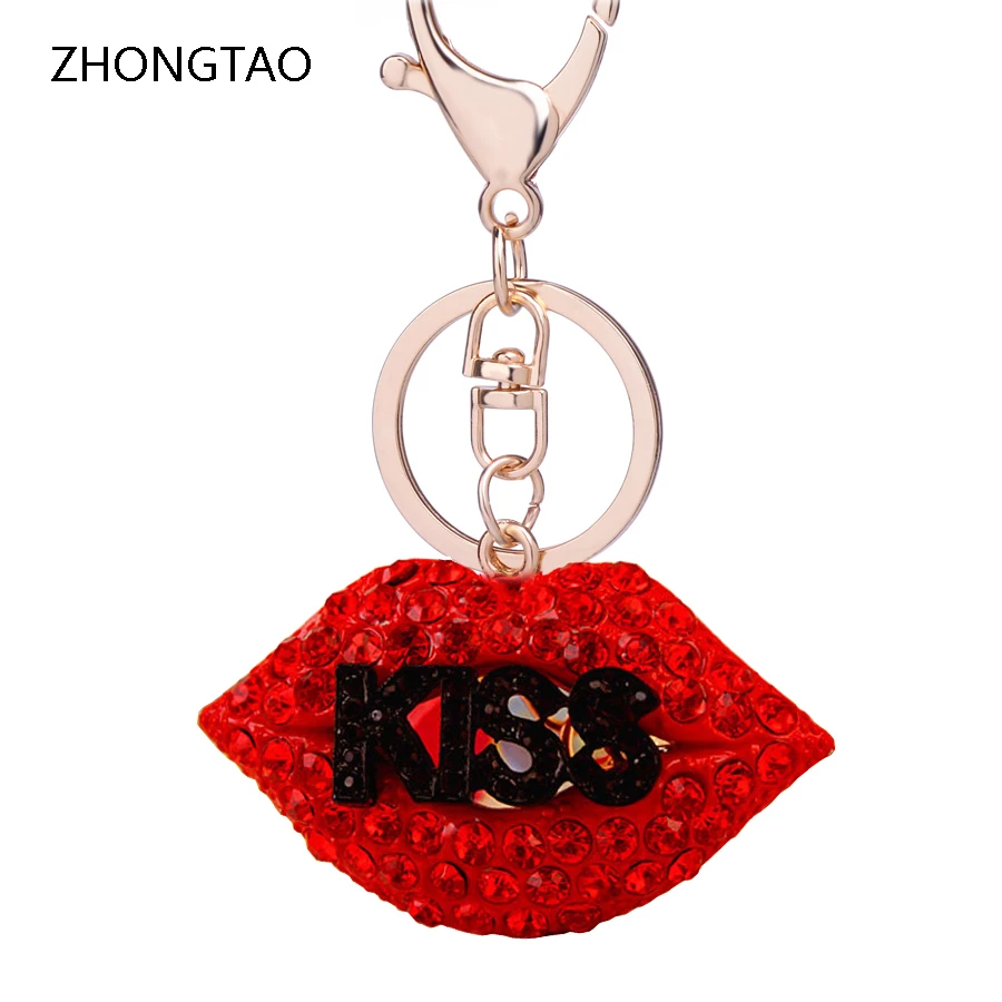 Творческий брелок с красивыми губами и стразами "KISS" - новинка, держатель для ключей, оберег для женской сумки, автоаксессуар, подарок для влюбленных R102.