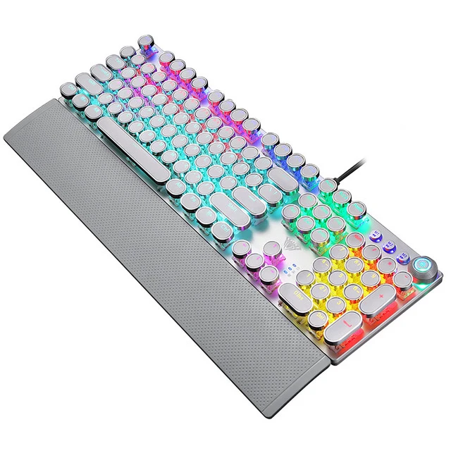 Бежевый Игровая механическая клавиатура с RGB подсветкой, плакированная клавиша с подсветкой, анти-ореолы, макро-клавиши для настольного ноутбука+ поддержка запястья - Цвет: Бежевый