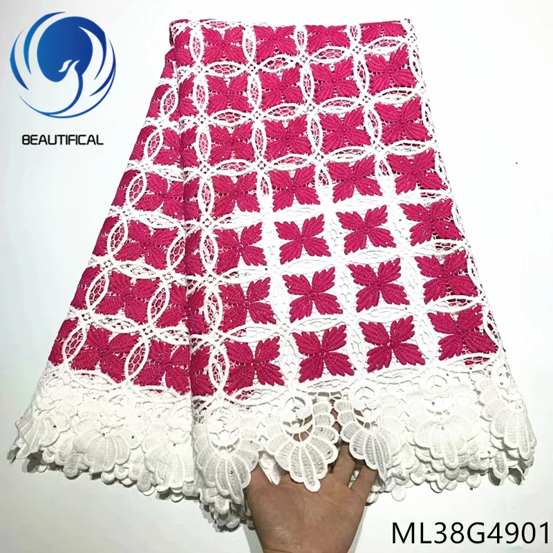 BEAUTIFICAL нигерийская химическая кружевная ткань с вышивкой камнями Новое