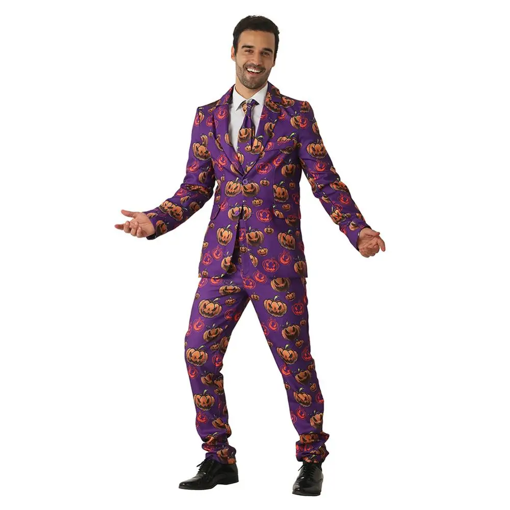 Crazy Suit костюм на Хэллоуин для взрослых мужчин с тыквой пиджак брюки галстук