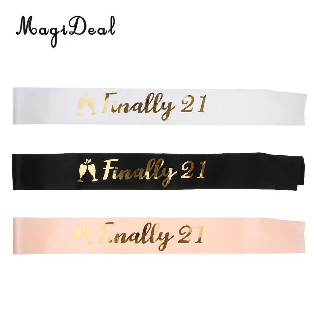 MagiDeal наконец 21 атласный пояс абажур для 21st лента дня рождения аксессуары