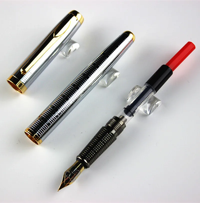 Ручка перьевая Классическая для школы и офиса золотистая серебристая|fountain