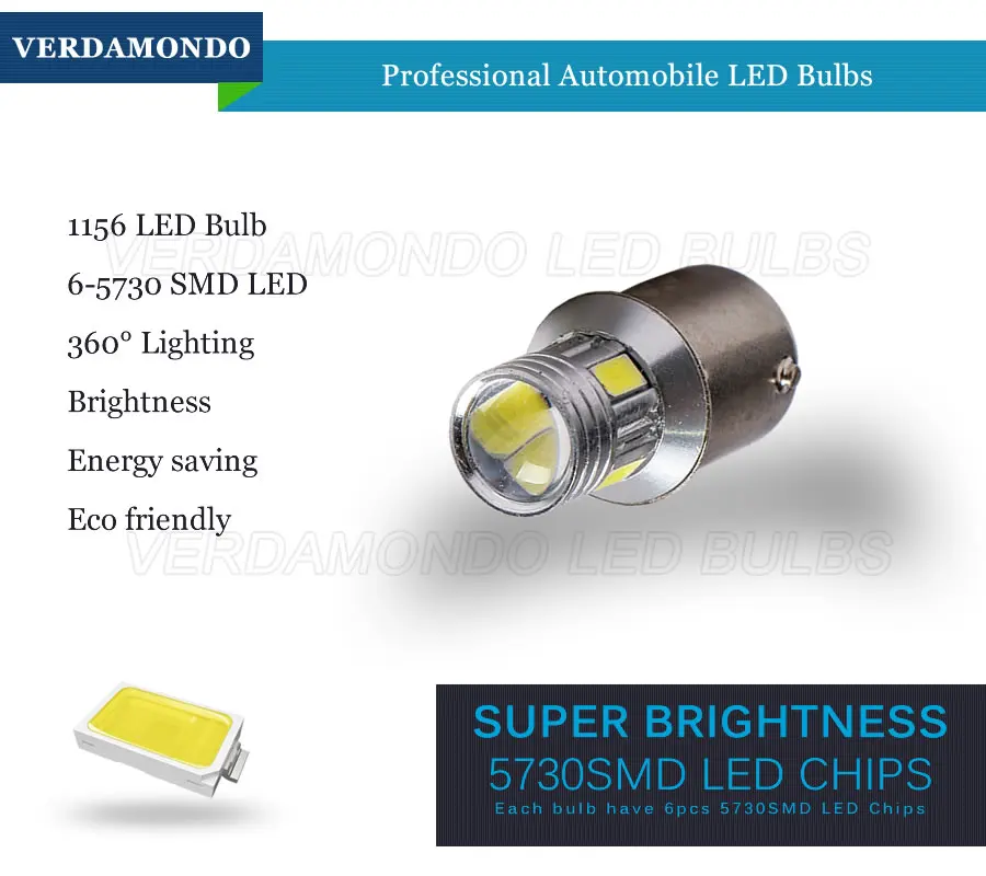 Автомобильные светодиодные лампы BA15S 1156 P21W 6 5730 SMD задний фонарь заднего хода стоп