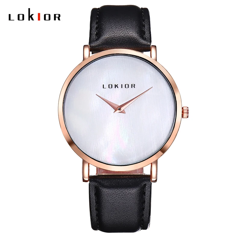 LOKIOR бренд для женщин часы Изысканный розовое золото повседневное кварцевые