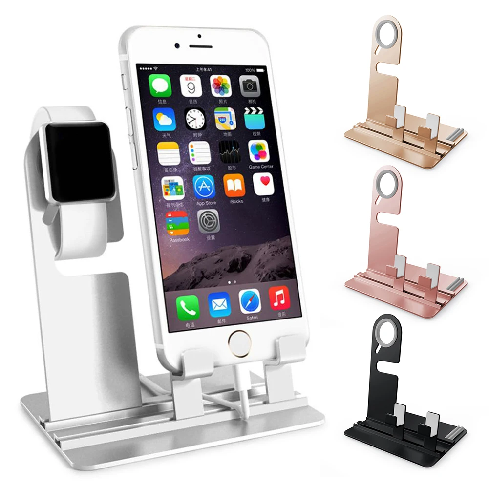 2 в 1 Подставка для зарядки для Apple Iwatch для IPhone из нержавеющей стали съемный держатель для телефона Поддержка настольная подставка