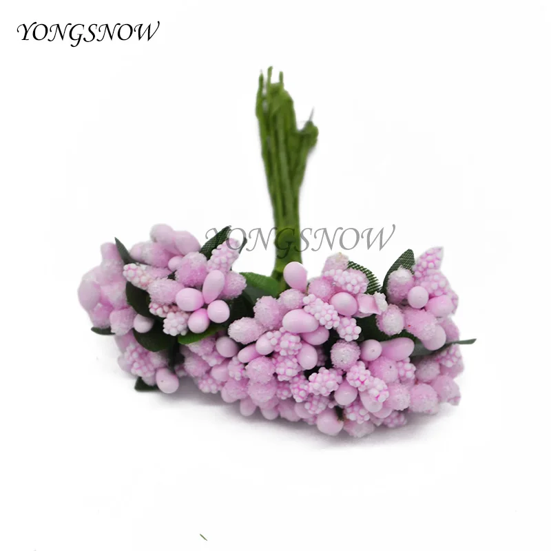 Light pink 36 шт./лот, искусственный цветок тутового цвета, торчащий стебель, головка цветка для рукоделия, венок, свадебные украшения, скрапбукинг, вечерние украшения - Цвет: Light pink