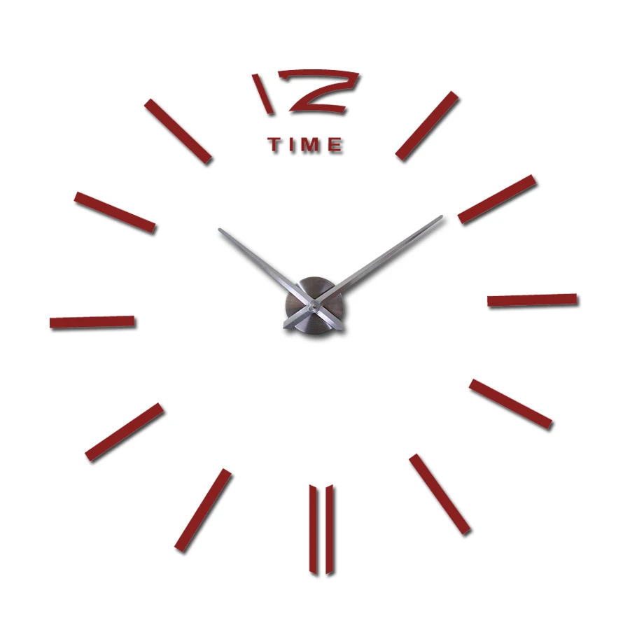 Diy настенные часы для гостиной Новые Акриловые кварцевые часы 3d часы reloj de pared украшение дома Горячая Металлическая Наклейка на стену - Цвет: Красный