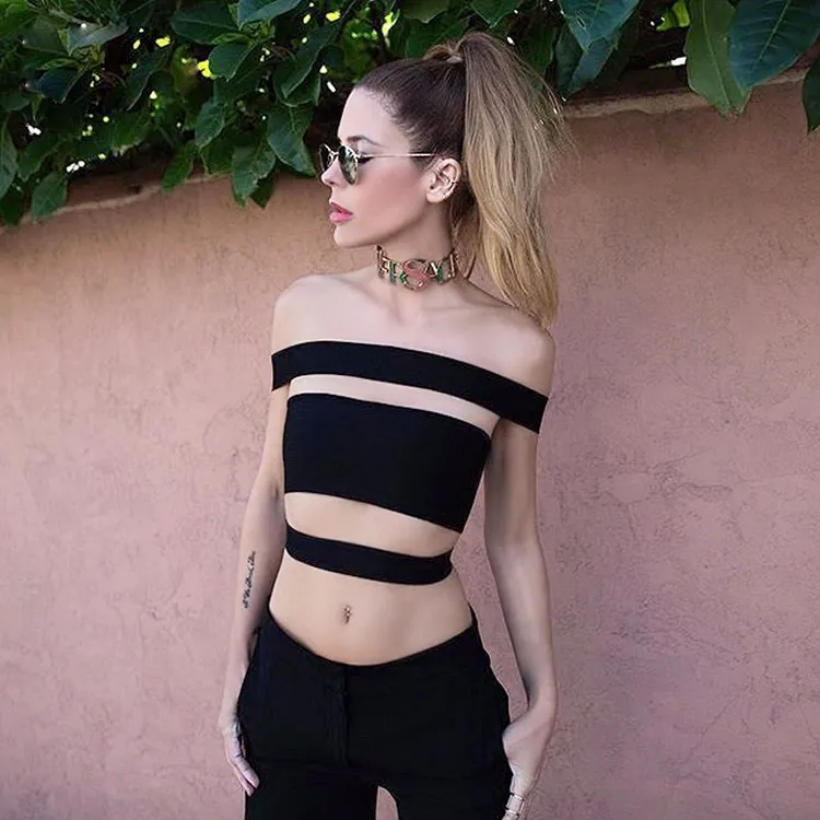 2019 сексуальные новые вечерние Клубные бандажные кроп-топ с открытыми плечами