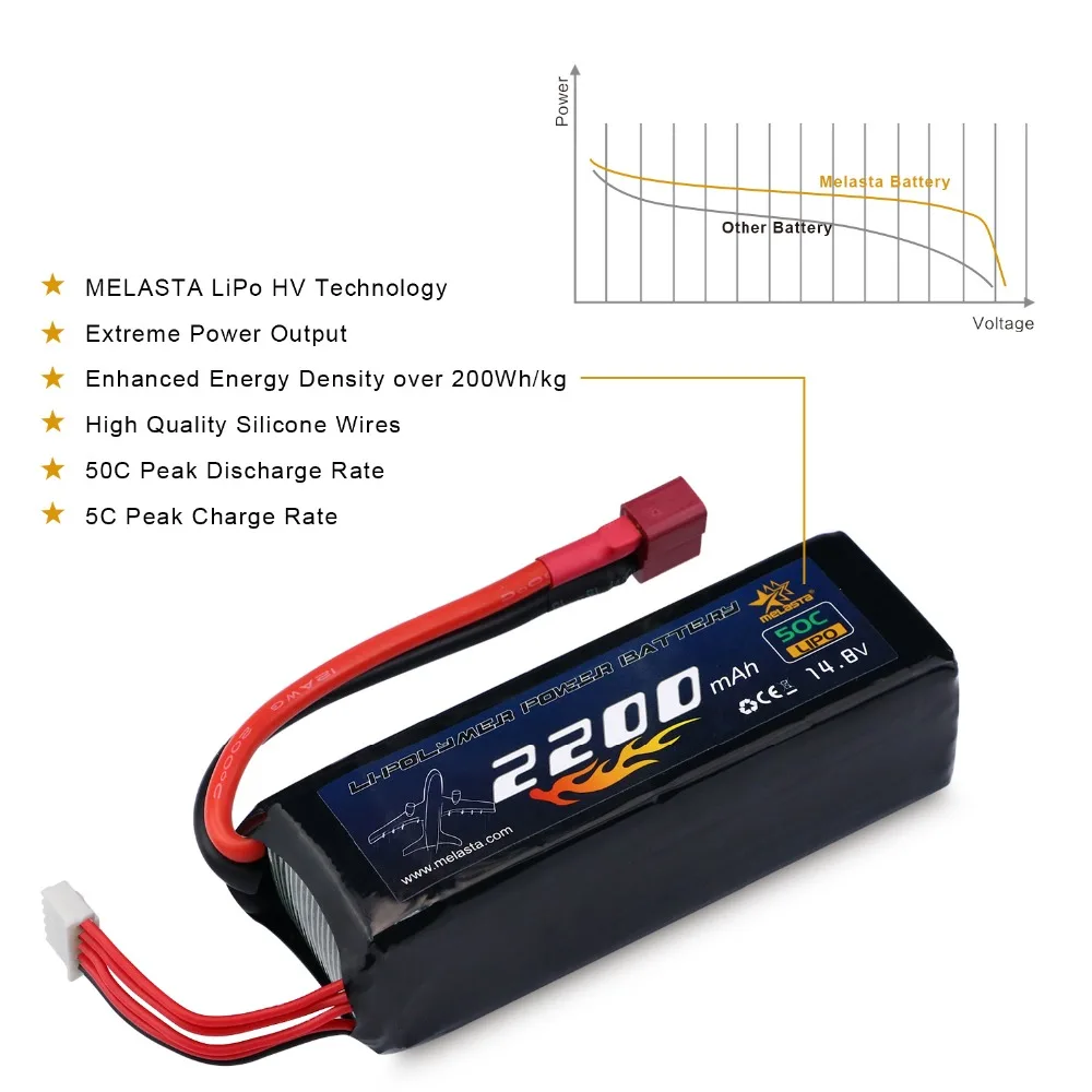 MELASTA 14,8 V 2200mAh 50C 4S RC LiPo аккумулятор с штекером Deans-T для радиоуправляемого самолета вертолета лодки радиоуправляемого автомобиля