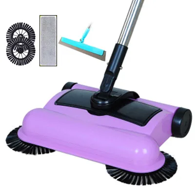 Purple set 2 Новая нержавеющая сталь подметальная машина нажимного типа волшебная ручка для совка, метлы бытовой пылесос ручной толчок подметальная машина - Цвет: Purple set 2