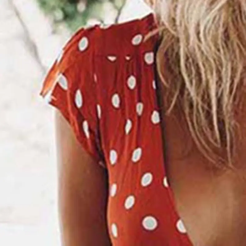 Женские шифоновые в горошек элегантные Макси Платья Летние Boho большие пышное