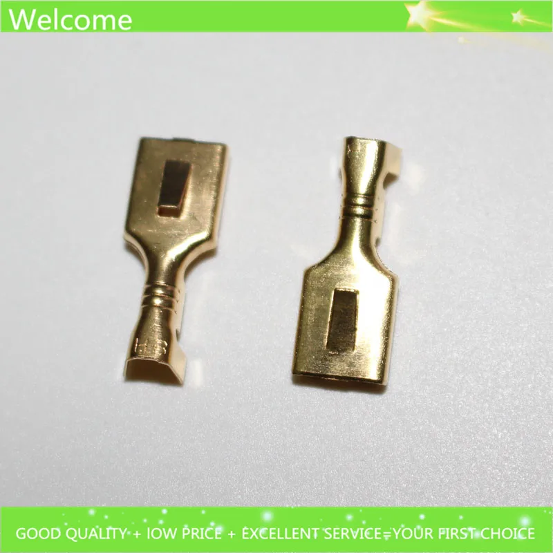 50Pcs 6.3mm Thickening Full copper Female Crimp terminal Connectors Automotive Connector Spade Terminal Обустройство дома