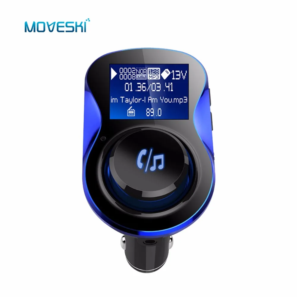 Moveski BC28 Bluetooth гарнитура для авто fm модулятор BT передатчик Aux Out громкой связи