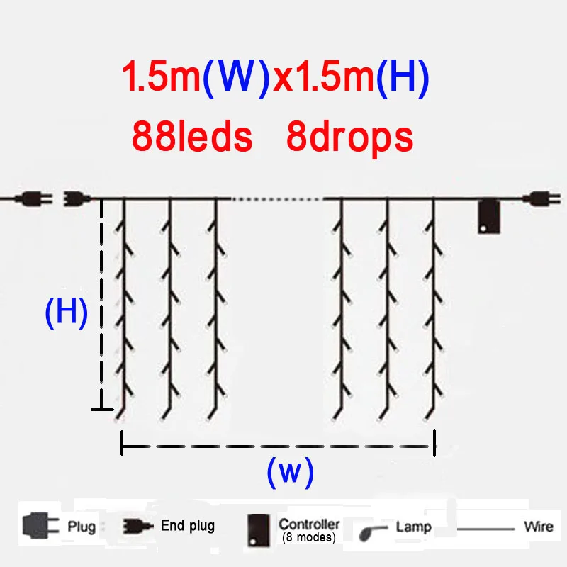 1.5x1.5m 1,5x1,5/2x2/3x3/6x3 м светодиодный занавес Сосулька Рождественский светильник гирлянды светодиодный гирлянды Волшебные Праздничные огни вечерние садовые Свадебные украшения - Испускаемый цвет: 1.5x1.5m
