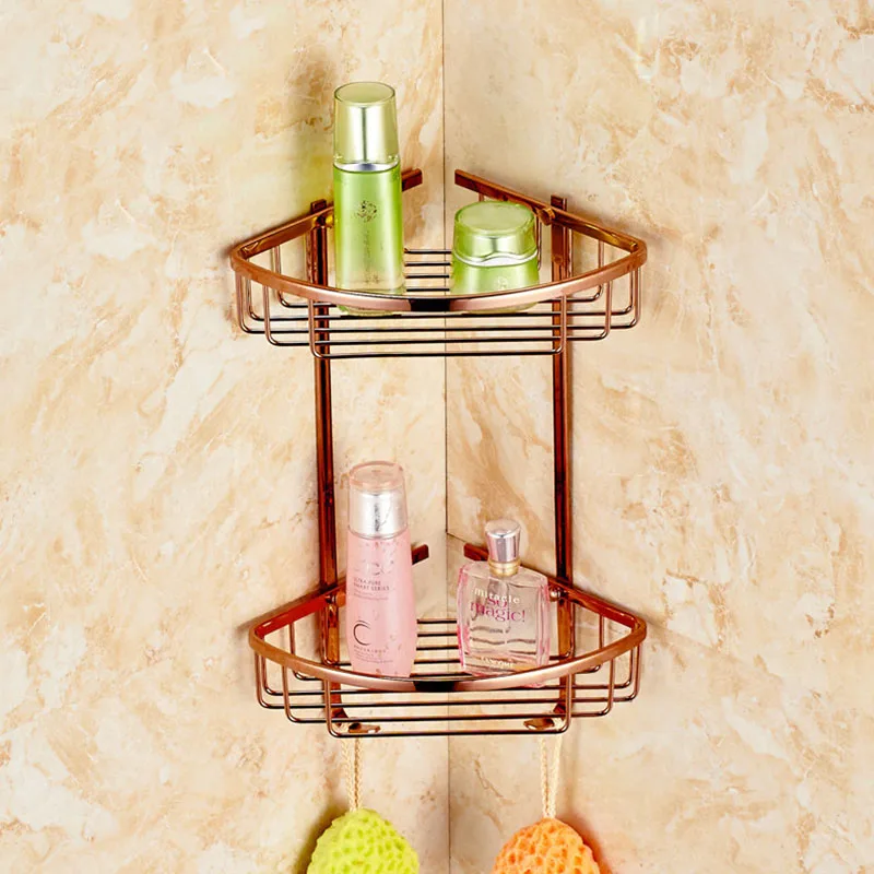 Полочка для ванной комнаты двухслойная угловая настенная полка трехугловая