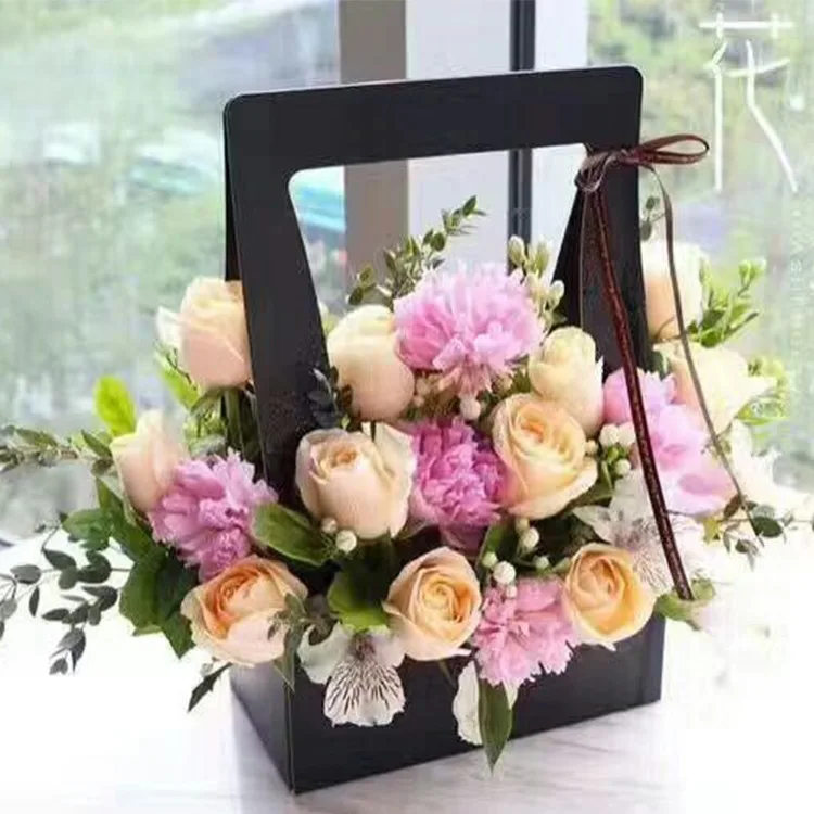 Портативная коробка для цветов 23 5x12x34 5 см корзина подарки бумажный подарочный
