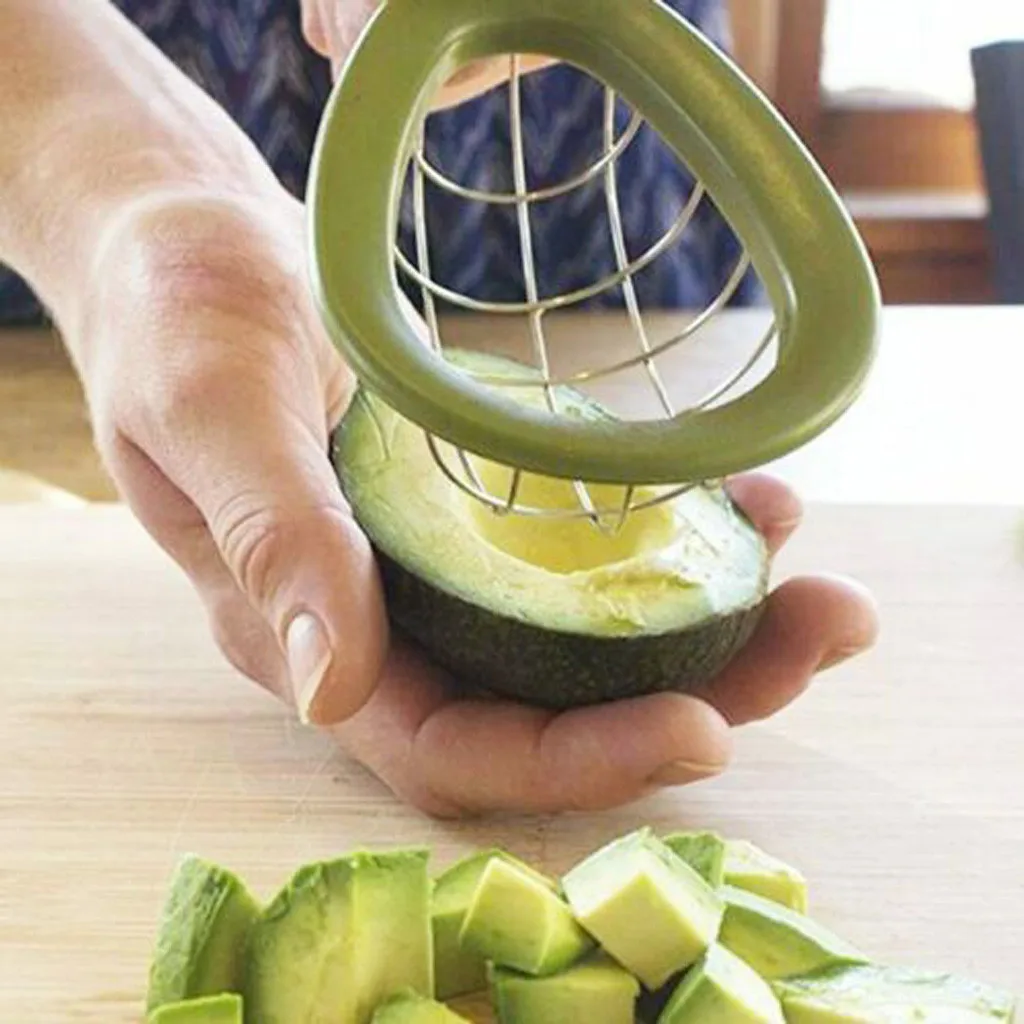 

Avocado Slicer Melon Fruits Cutter Cuber Kitchen Hand Tool Gadgets Dice Cube New Kitchen Accessories Green new drop ship 64P