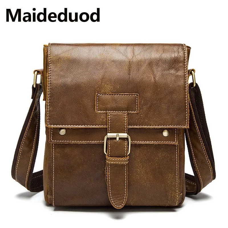 

Maideduod Men's Bag Genuine Leather Crossbody Bags for Men ipad Flap Hasp Messenger Bag Men Leather Shoulder Bags Male Handbags