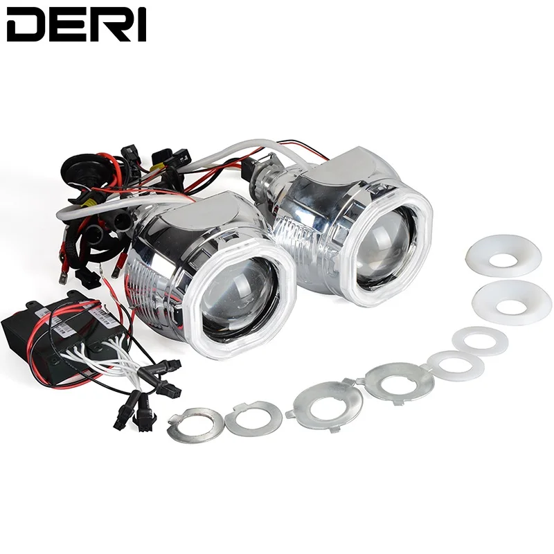 2,8 ''дюймовые квадратные HID линзы проектора bi xenon фары с CCFL Белый Ангел глаз H1 H4 H7 6000K Hi/Lo луч стайлинга автомобилей